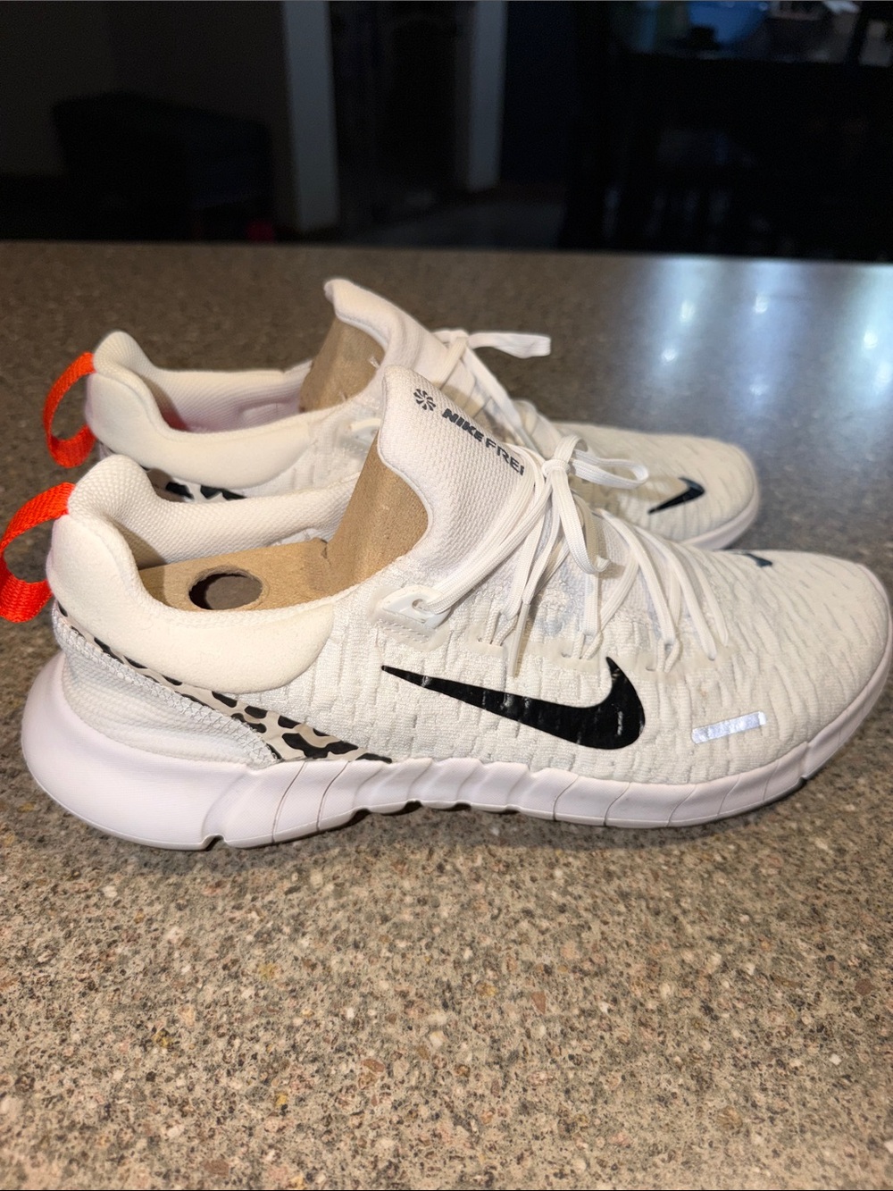 Nike Free 5.0 white with cheetah